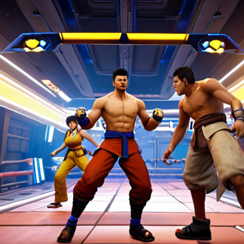 Focus on the interplay of new characters like Rashid and A.K.I. mid-fight, showcasing their unique abilities and the game's vibrant, fluid animation style. The scene should exude intense energy and the strategic depth of SF6's gameplay, highlighting the dazzling effects of Drive Gauge usage. Capture the excitement of fresh combat dynamics and the game's stunning graphics.

**Image Prompt 2:**
An energetic depiction of the Malaysian Street Fighter 6 community. A group of diverse young adults, representing Malaysian gamers, are gathered, eyes fixated on a large screen displaying new SF6 character reveals or an intense e-sports match. Their expressions show excitement, anticipation, and animated discussion. Elements like gaming peripherals, subtle SF6 branding, and a lively, communal atmosphere should be prominent, reflecting their deep engagement and passion for the game.